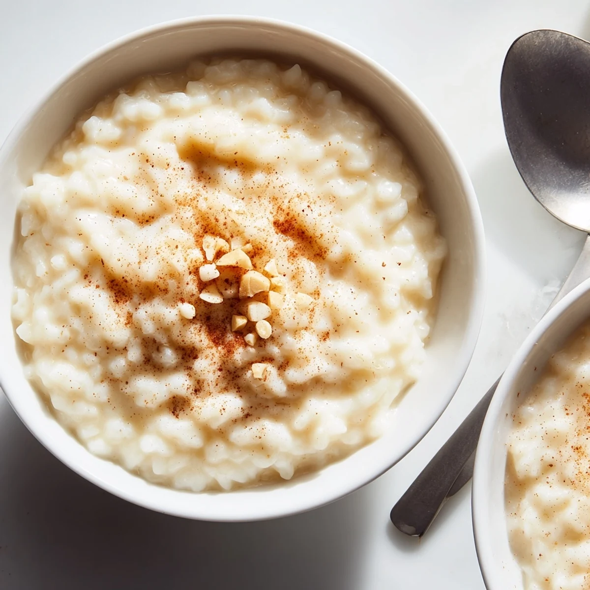 Classic rice pudding slowly simmered to perfection, offering a delightful creamy texture.  