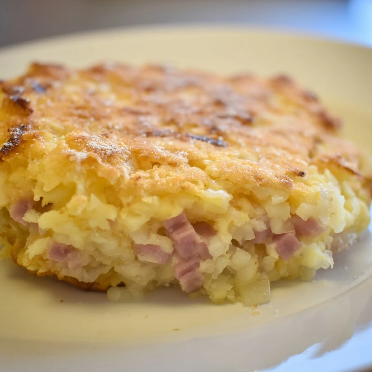 Golden-brown Depression-Era Ham & Potato Patties, crispy and flavorful on a plate, ready to eat.