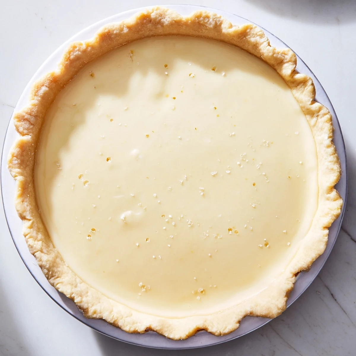 Close-up of a homemade Water Pie, beautifully baked with a soft, sweet filling that’s delicious and comforting.