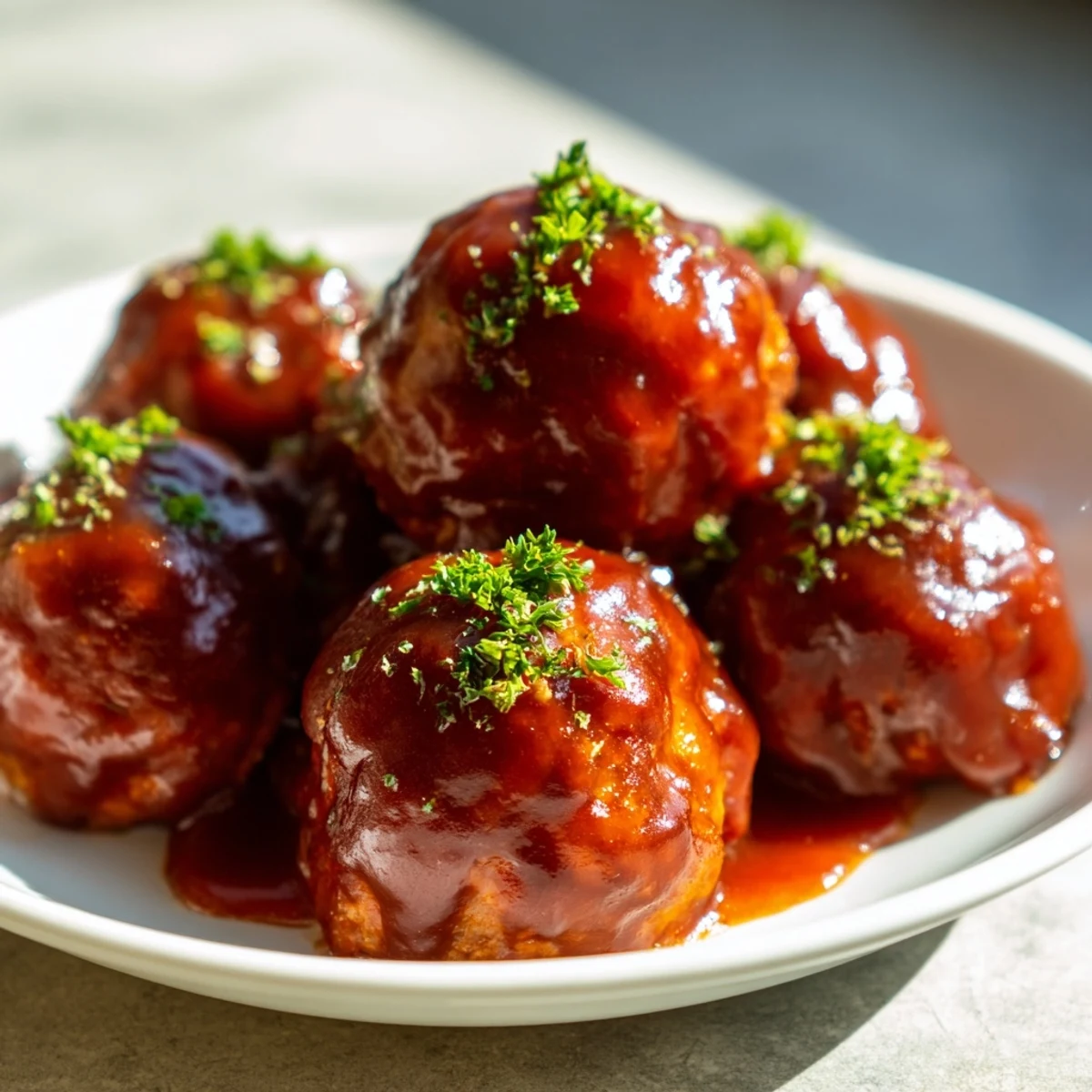Savory cherry BBQ meatballs simmer in a slow cooker, offering a delightful combination of sweet and tangy flavors.