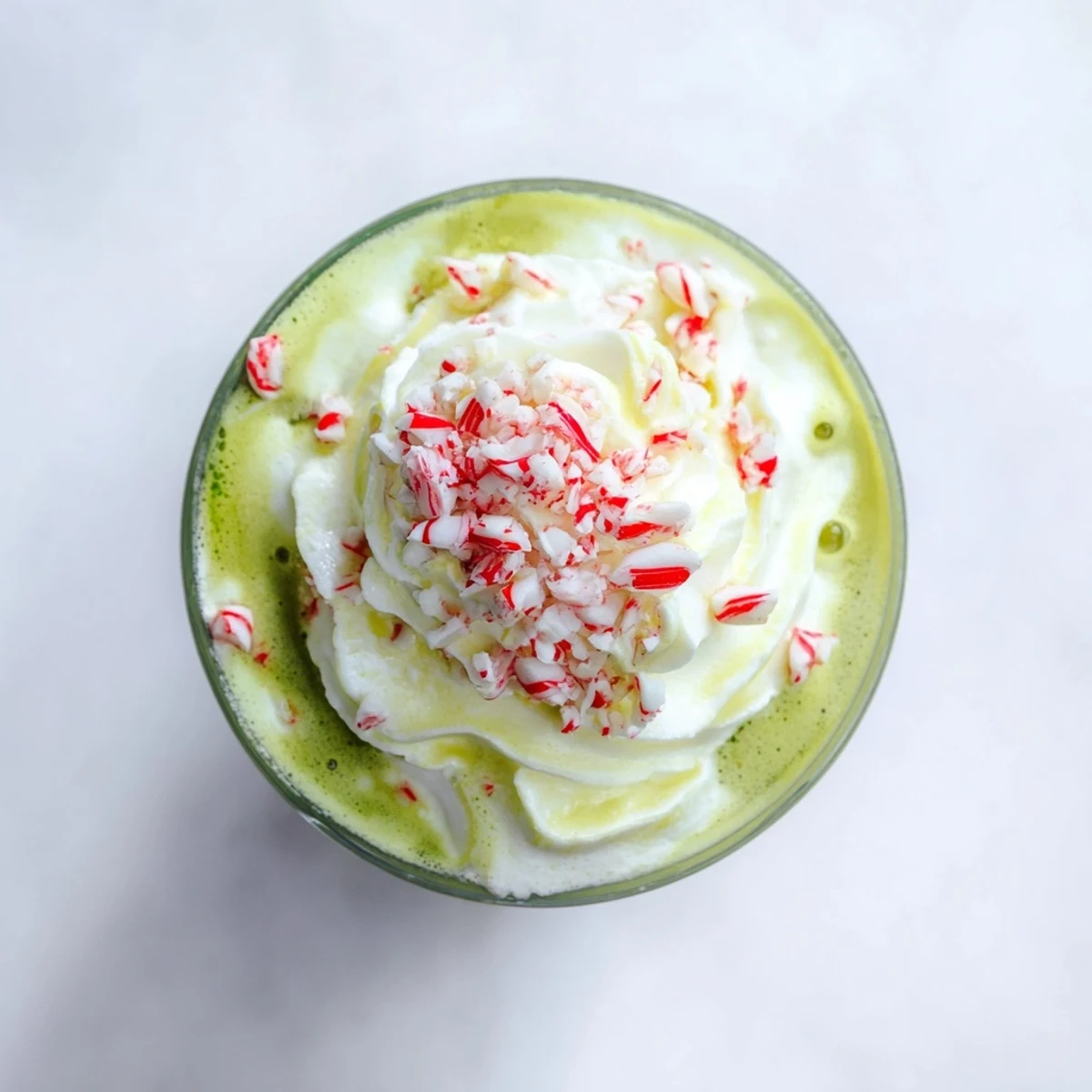 Sugar-Free White Chocolate Candy Cane Iced Matcha: a layered, festive matcha drink with peppermint and white chocolate.