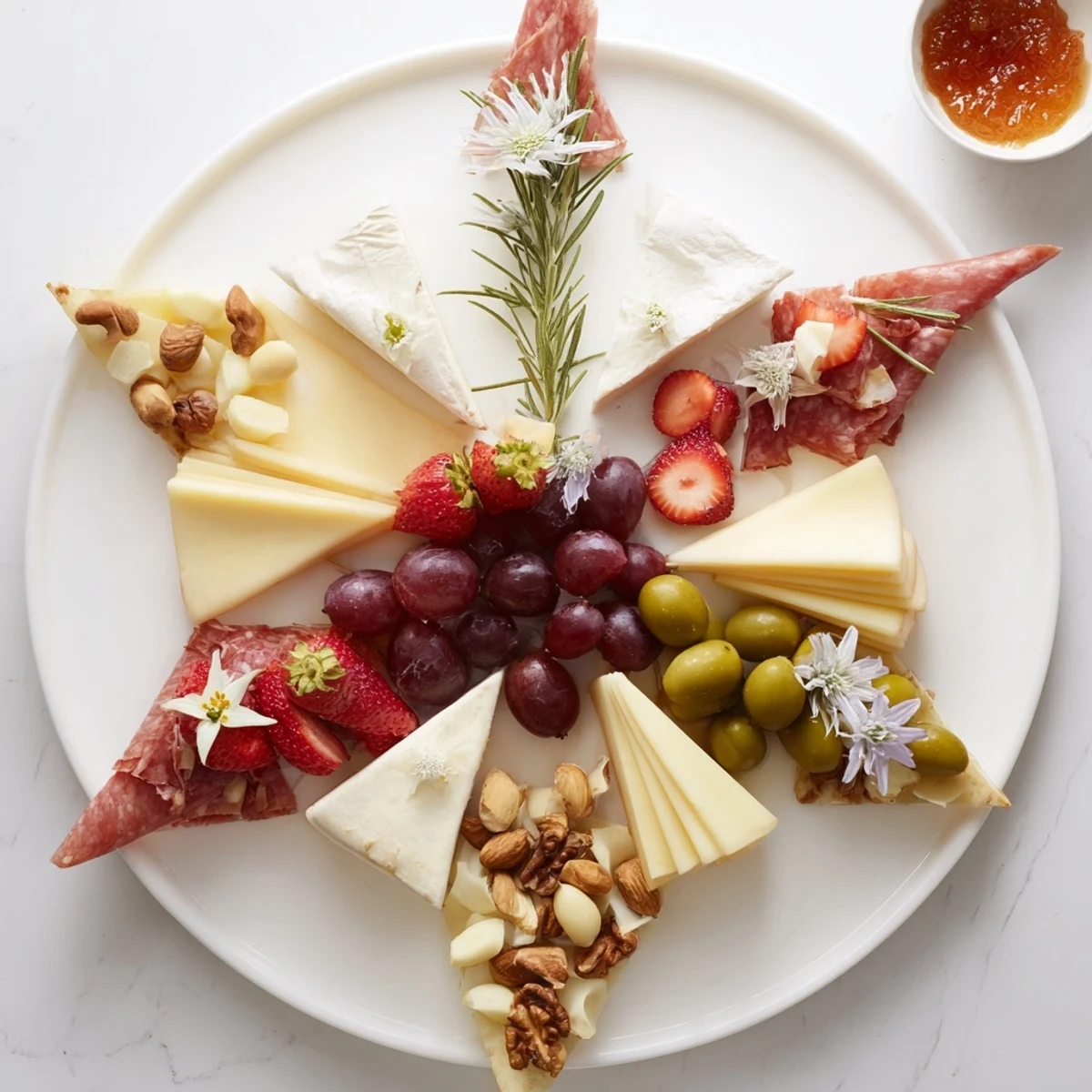Star-Shaped Appetizer Board, a delicious and colorful holiday spread with cheese and fruit.