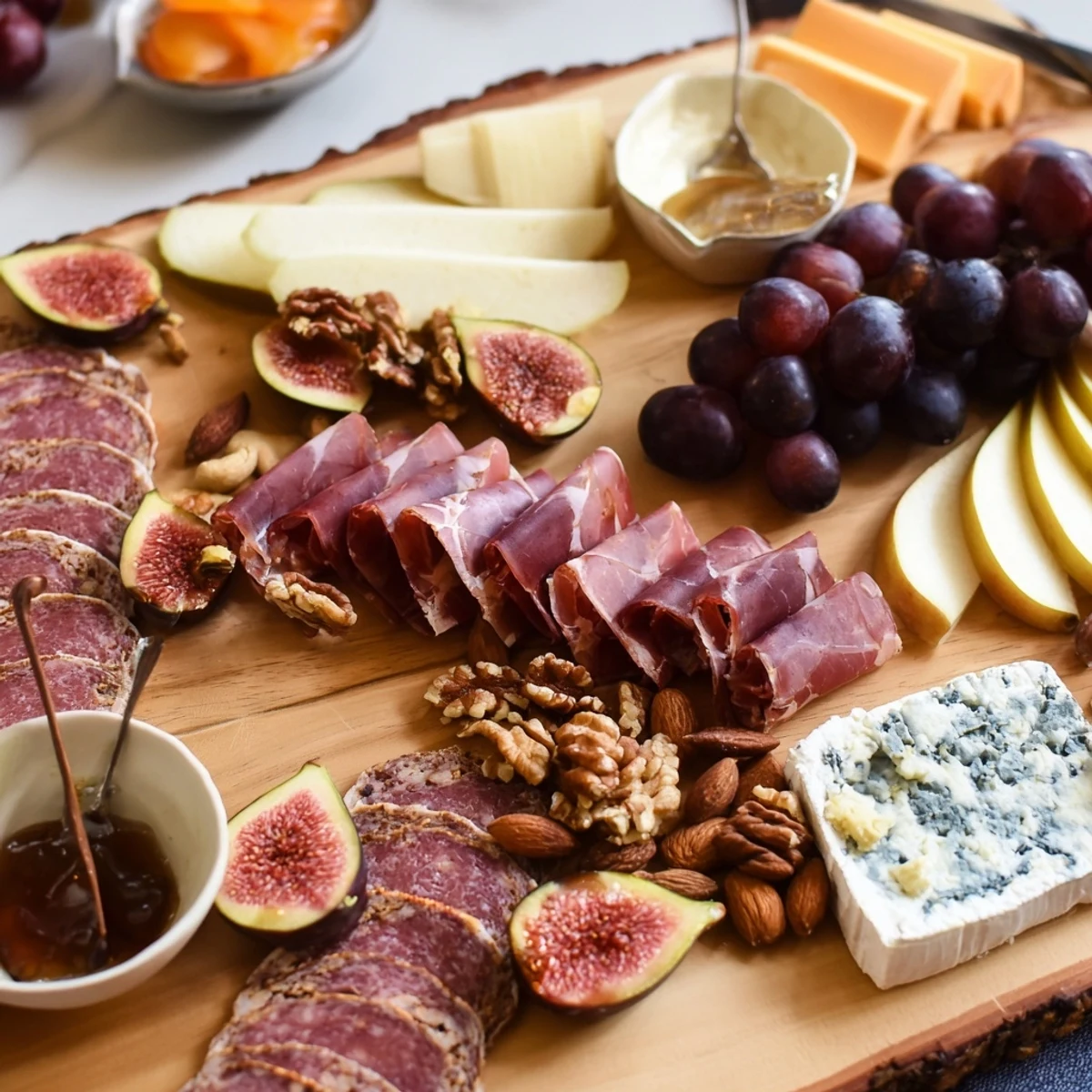 A Majestic Venison Charcuterie Platter overflowing with cured meats, cheeses, fruits, and nuts, ready to enjoy.