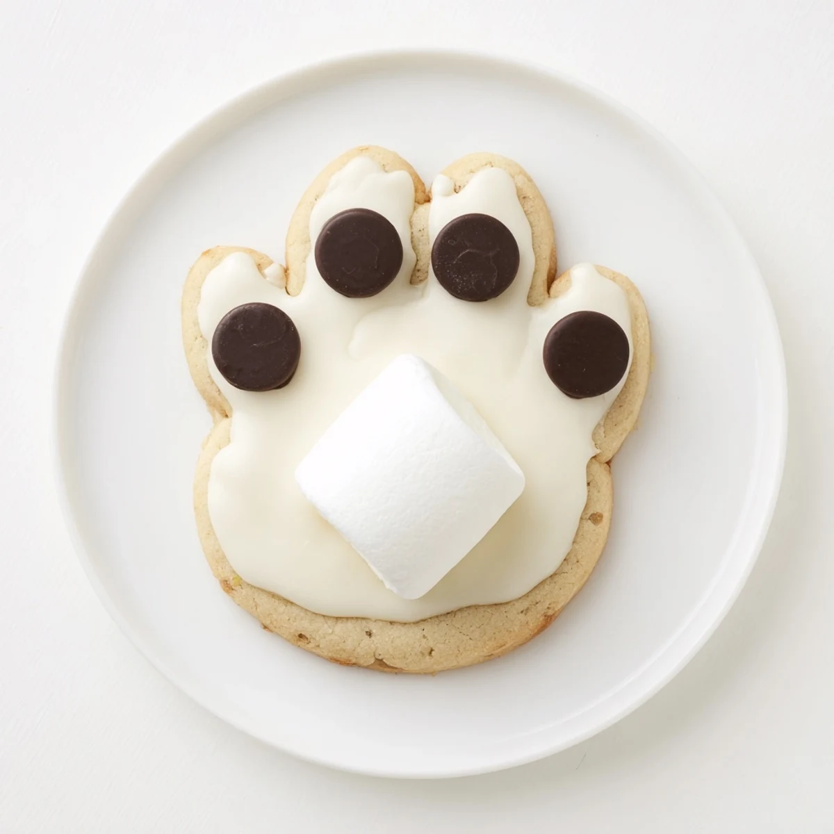 Freshly baked and festive Polar Bear Paw Print Cookies, ideal for winter holidays or children's parties.