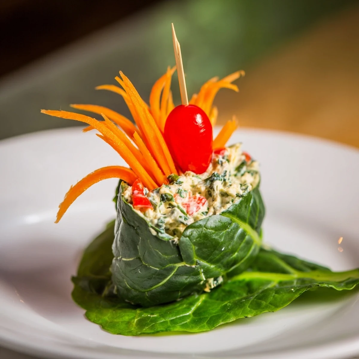 Holly Leaf Spinach Wraps filled with creamy cheese and crunchy veggies, perfect for a light snack.