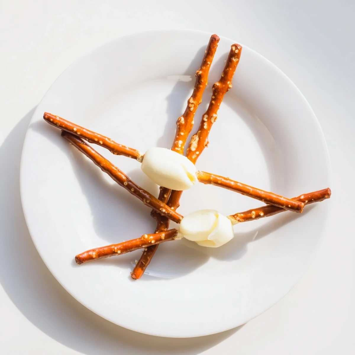 Close-up of string cheese and pretzel rods snack, ready to eat, a fun and easy-to-make vegetarian appetizer.