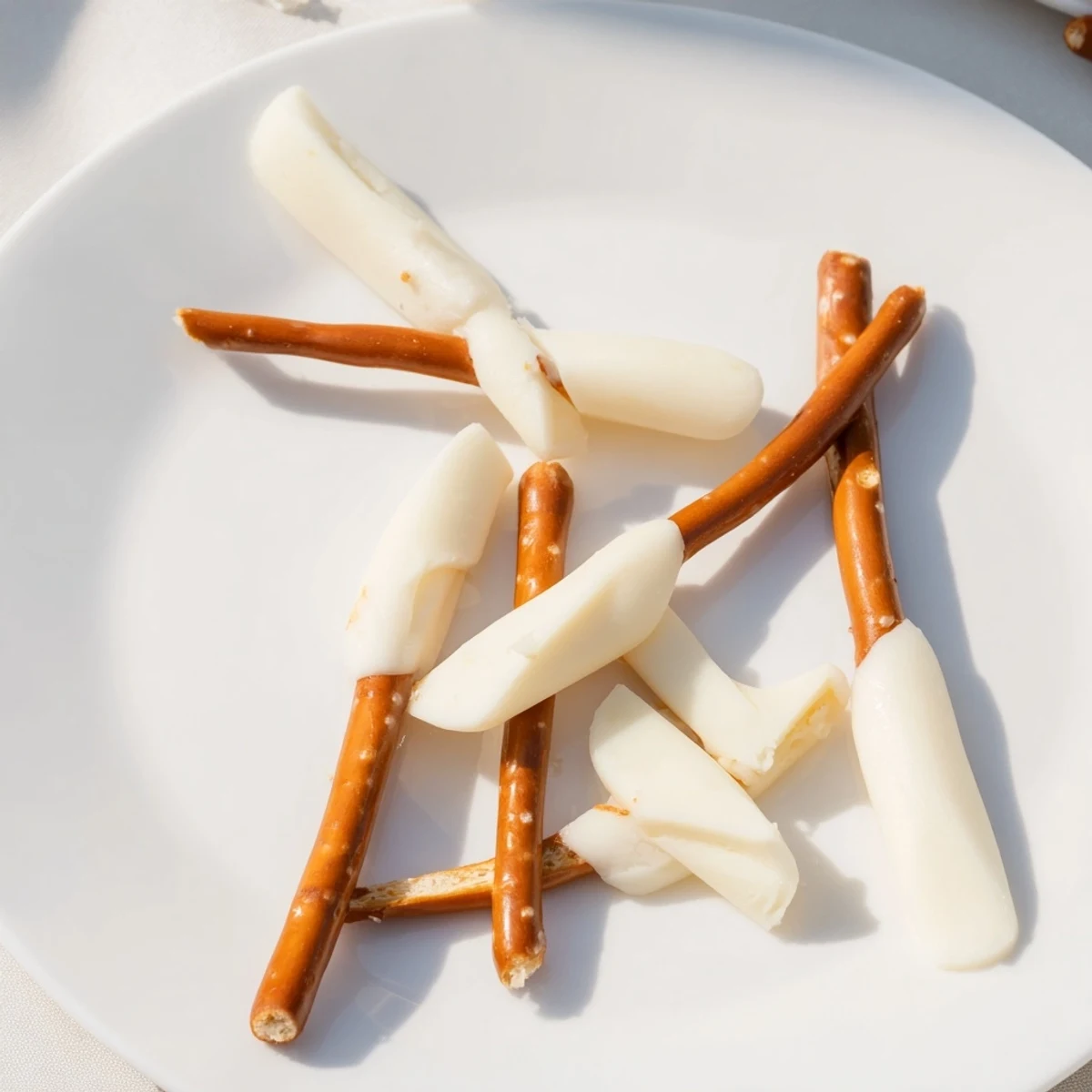 Quick and easy string cheese and pretzel rods snack: creamy cheese paired with perfectly salty pretzel rods - a healthy treat.