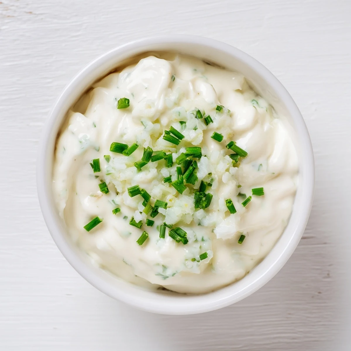Close-up of creamy veggie ranch dip, garnished with chives, a quick and easy appetizer to make.
