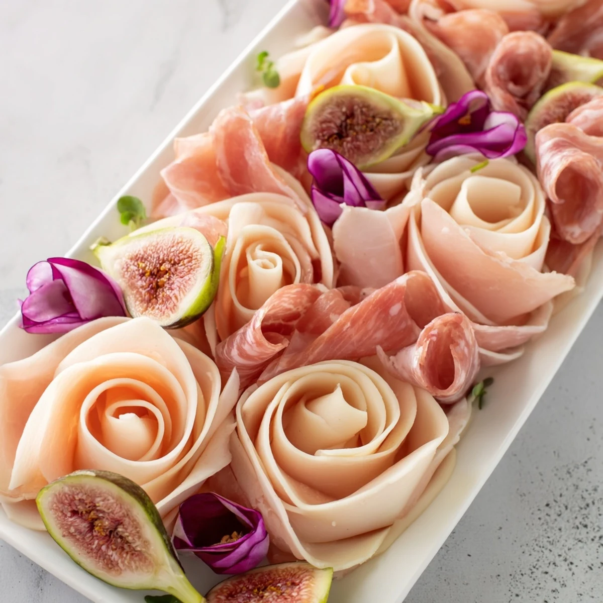 Picture a stunning Advanced Artisan Array charcuterie board featuring cheese roses and elaborate meat displays.