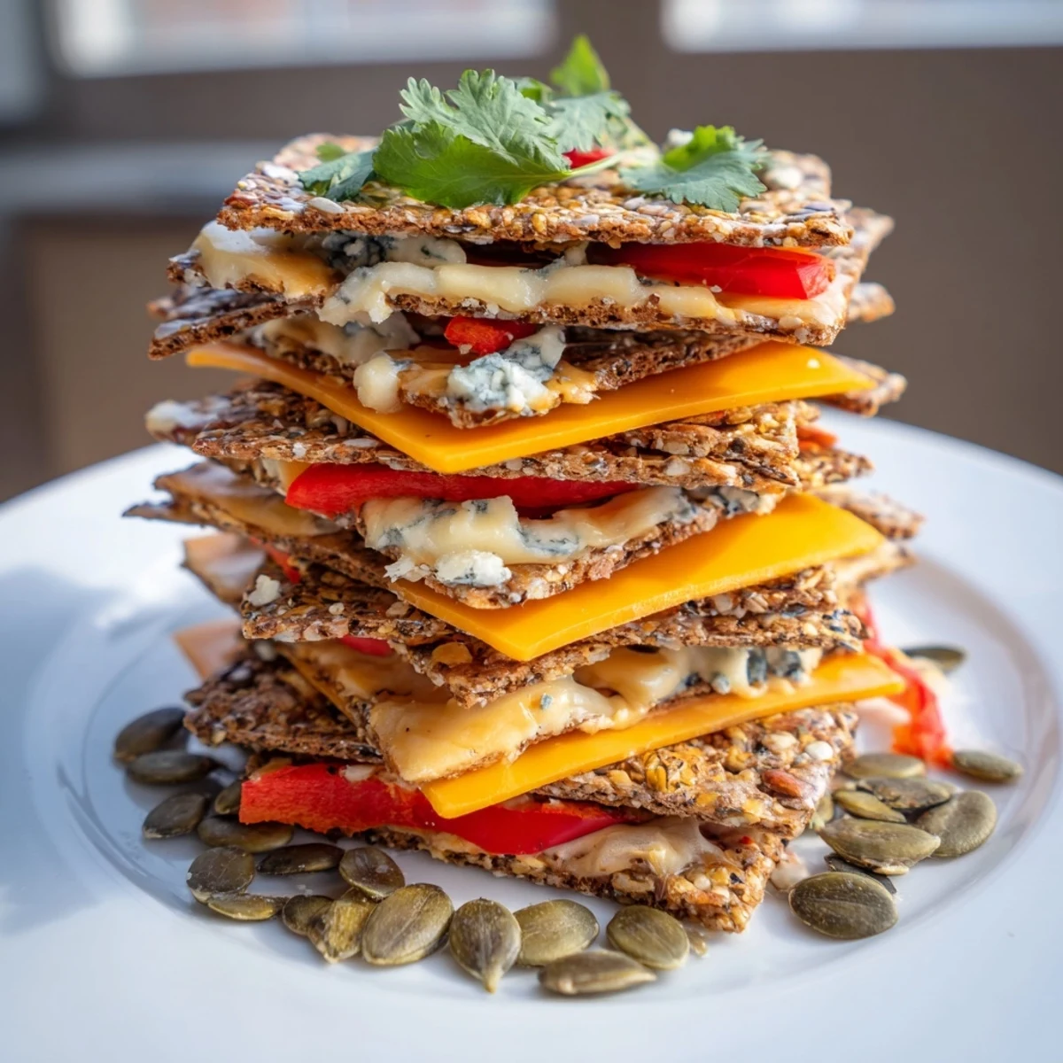 Savory The Southwest Mesa photo: a playful appetizer with cheese, crackers, and toasted pumpkin seeds.
