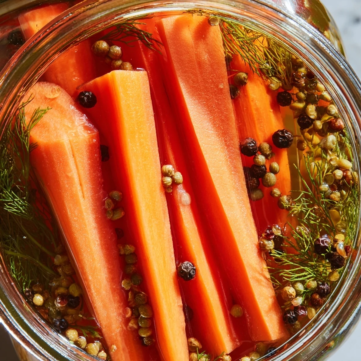 Vibrant Quick Pickled Carrot Spears: tangy, crunchy refrigerator pickles ready for a delicious snack.