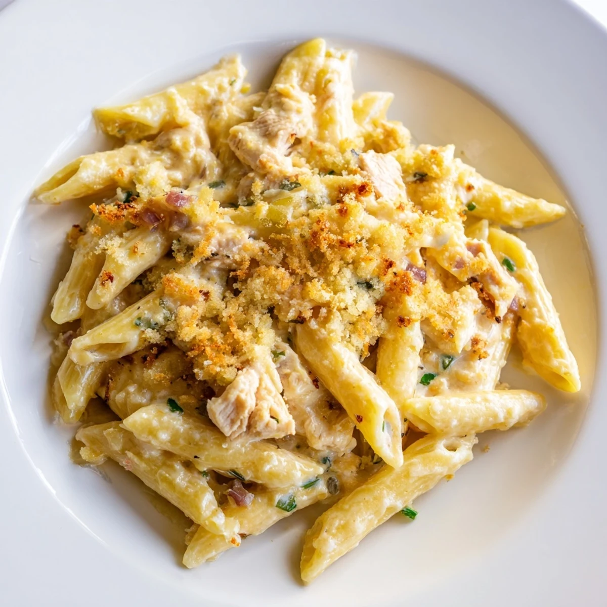 Sizzling jalapeño popper chicken pasta with visible jalapeños, cheddar, and Monterey Jack cheese melting.