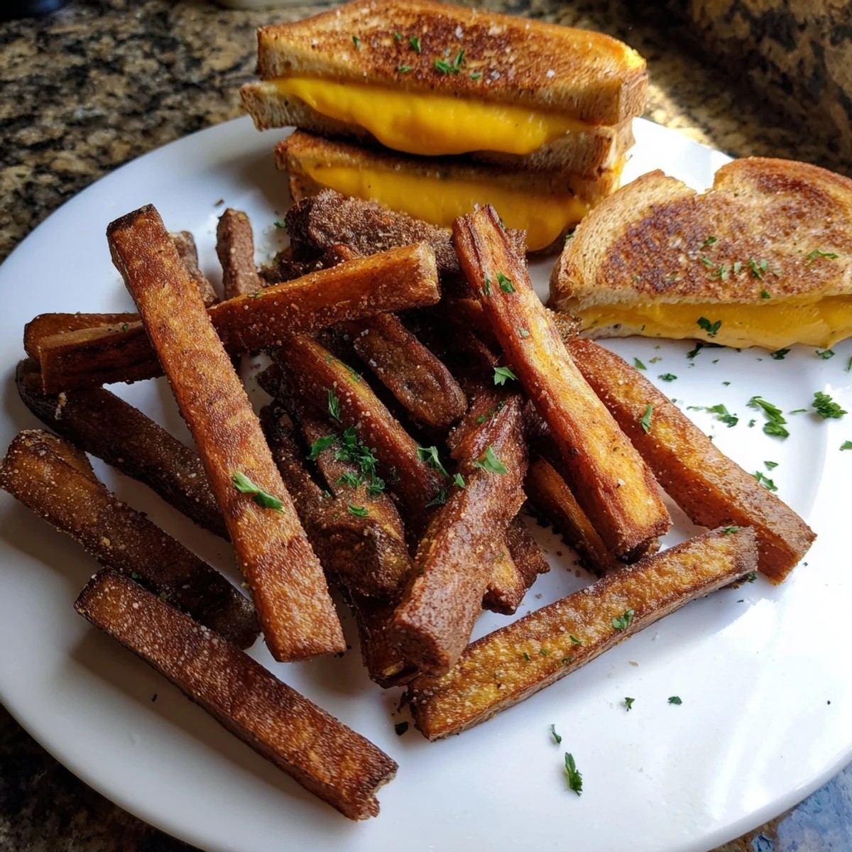 Melted cheese oozes from this Beef Tallow French Fries Grilled Cheese, alongside irresistibly crispy fries.