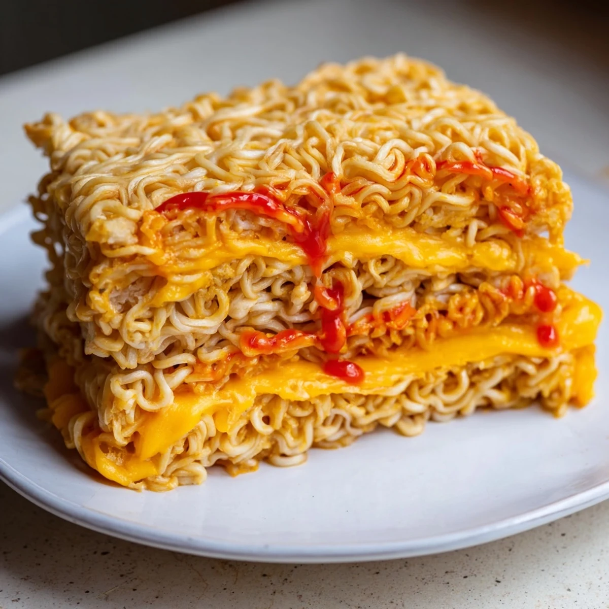 Golden, crispy Instant Ramen Grilled Cheese oozing melted cheddar; a quick and tasty comfort food lunch.