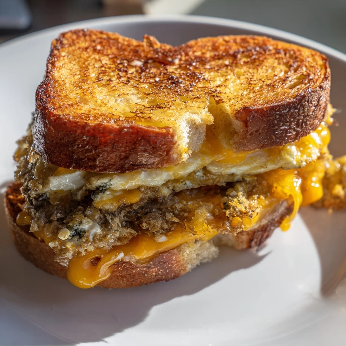 Feta Fried Eggs Grilled Cheese