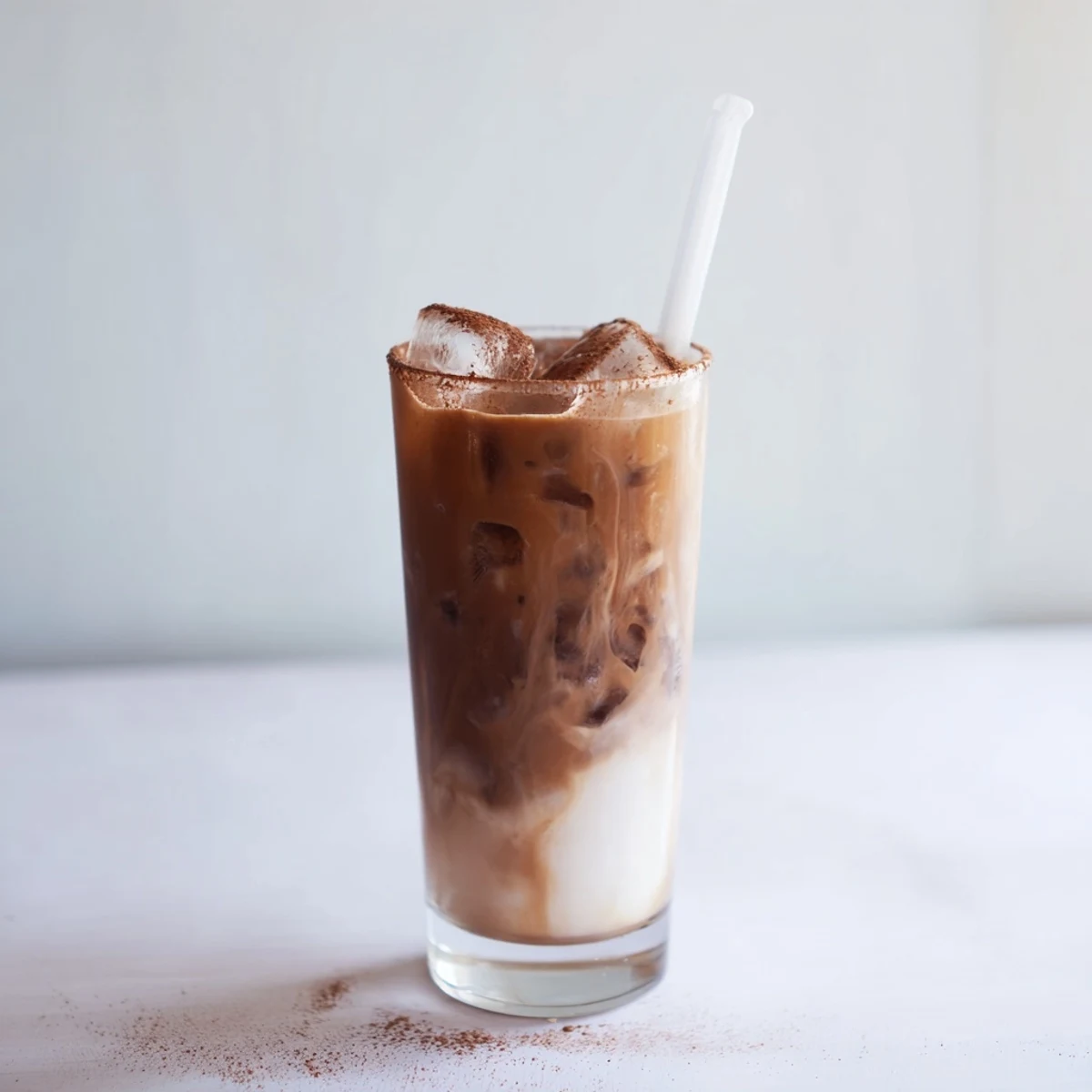 Homemade Milo ice latte featuring a rich chocolate malt base and cold milk, stirred gently over ice for the perfect cool treat.