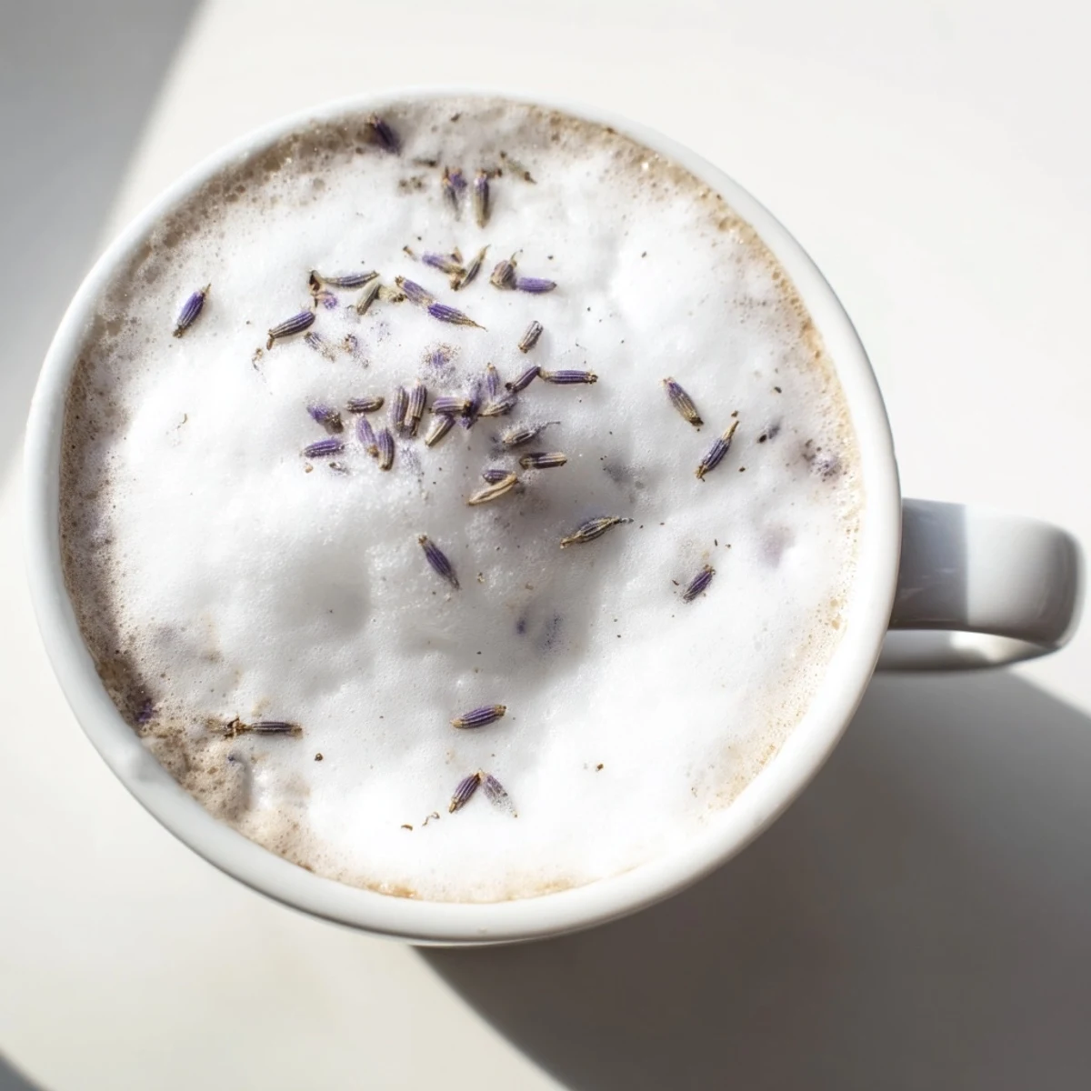 Served alongside a buttery shortbread cookie, this soothing Whipped Lavender Latte makes a perfect afternoon treat.