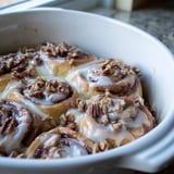 Buttery Classic Cinnamon Roll Bake, baked until puffy and topped with sweet, creamy glaze.