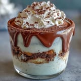Vanilla Bean Frappuccino Tiramisu Cups with layers of espresso-soaked ladyfingers and creamy mascarpone topped with cocoa powder.