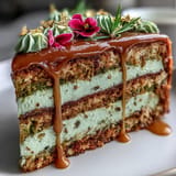 Floral Earth-Tone Butterscotch Cake