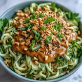 A beautiful bowl of Cold Peanut Sesame Noodles, chilled and flavorful.