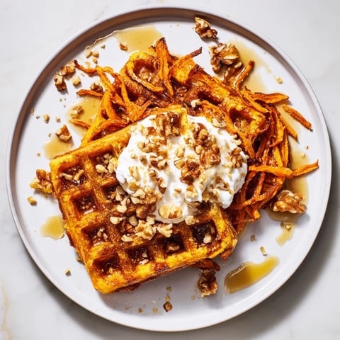 Golden-brown Sweet Potato Waffle Hack, crispy and delicious, ready for your favorite toppings.
