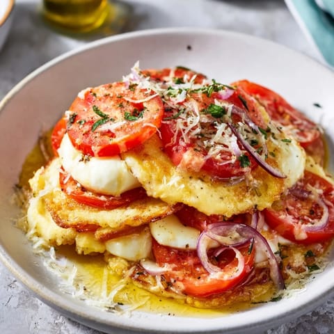Baked Speedy Feta-Free Tomato Bake features tender tomatoes, flavorful herbs, and melted cheeses ready to serve.