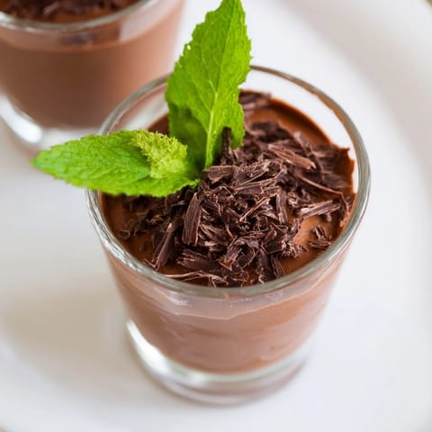 Individual shot glasses showcasing luscious chocolate mousse, a stunning dessert presentation.