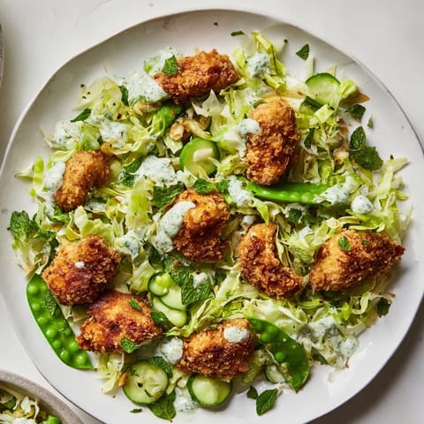 A visual of a fresh and healthy Green Goddess Nugget Salad, ready for lunch or dinner.