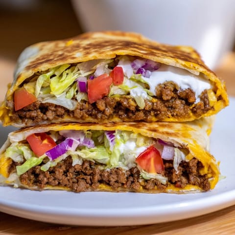 Imagine the savory Taco Bell Crunchwrap Supreme with perfectly melted cheese oozing from each crispy bite.