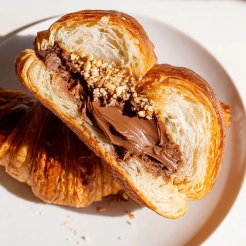 Melted Nutella oozing from oven-warm 3-Ingredient Nutella Croissants make this dessert a tempting snack.