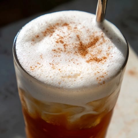 A refreshing iced chai tea with spiced concentrate, ice cubes, and a luxuriously smooth cold foam cap.  