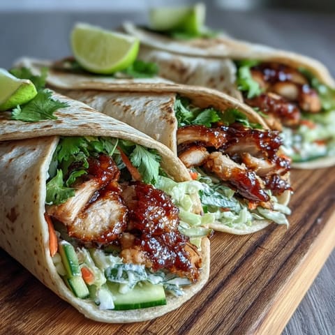 Golden-brown Sweet Chili Chicken strips resting on a warm flour tortilla with crisp lettuce and shredded carrots.