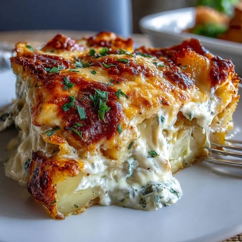 Tender potato slices and juicy chicken cubes are layered in a rich, ranch-seasoned cream sauce in this casserole.