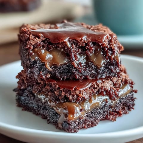 Rich miso caramel brownies with swirls of salty-sweet white miso caramel baked into fudgy dark chocolate squares.
