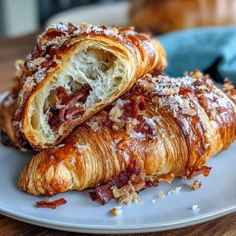 Flaky, golden sourdough croissants with a tangy aroma, perfect for a French-inspired breakfast or brunch.