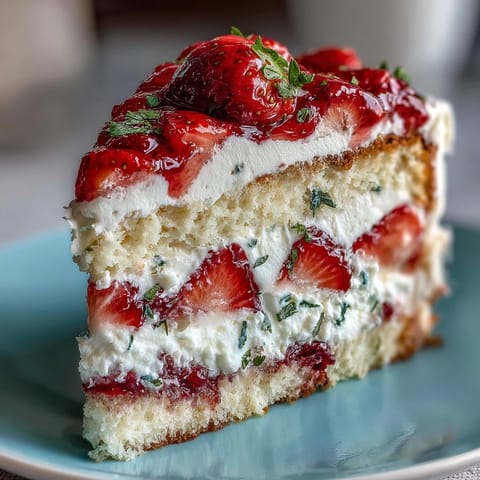 Naked cake with strawberries and cream, light sponge layers with fresh berries and whipped topping.