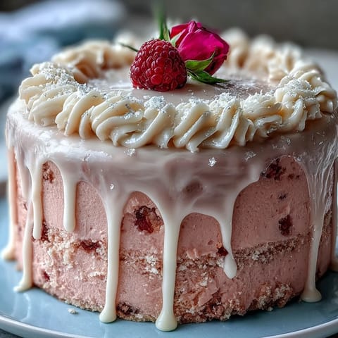 Elegant Rosé Velvet Cake with shimmering gold drip, perfect for celebrations.