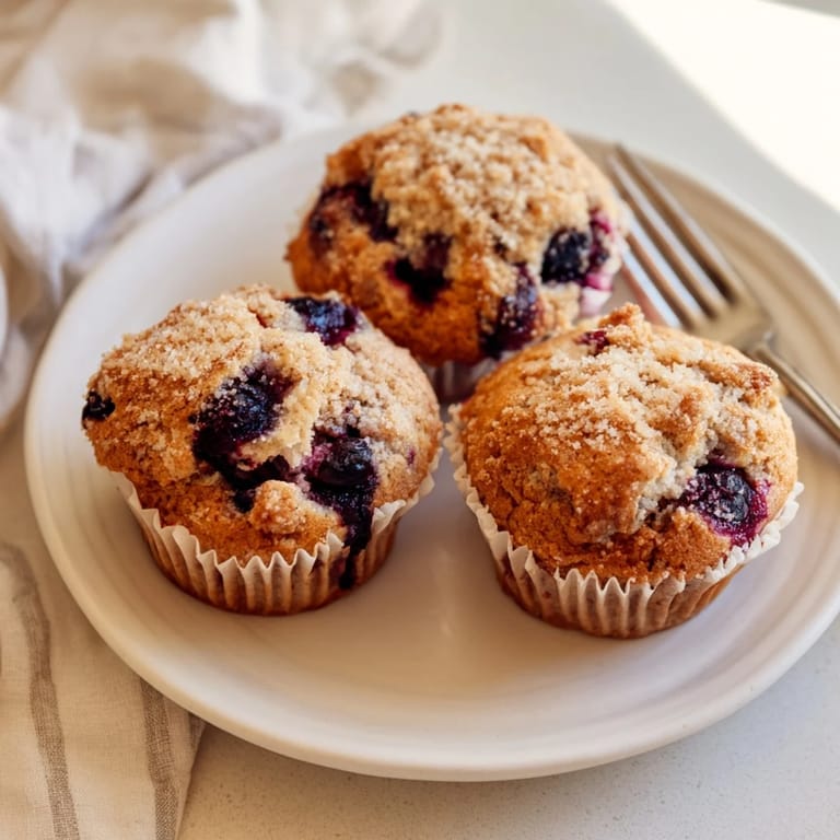 Delicious homemade blueberry muffins bursting with fresh fruit, ideal for cozy mornings.