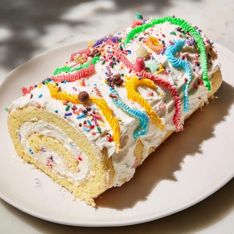 Brightly frosted Ugly Sweater Cake Roll, ready to slice and share for a fun holiday treat.