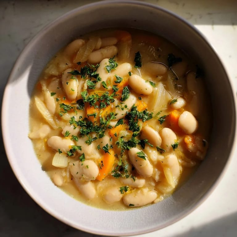 Beautifully textured Simple White Bean and Fennel Soup, simmered and blended for ultimate comfort and flavor.