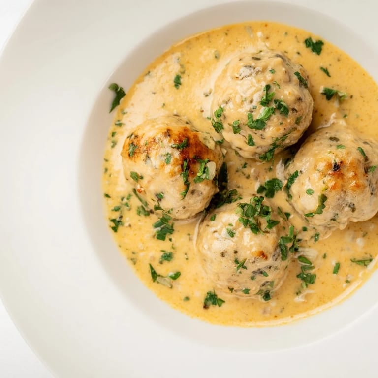 A bowl of hearty turkey meatballs in pumpkin sage sauce, ready for a cozy meal.