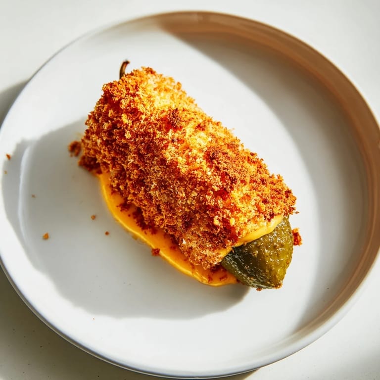 Savory and cheesy cheese-wrapped pickle ornaments served warm, a delicious vegetarian appetizer for the holidays.