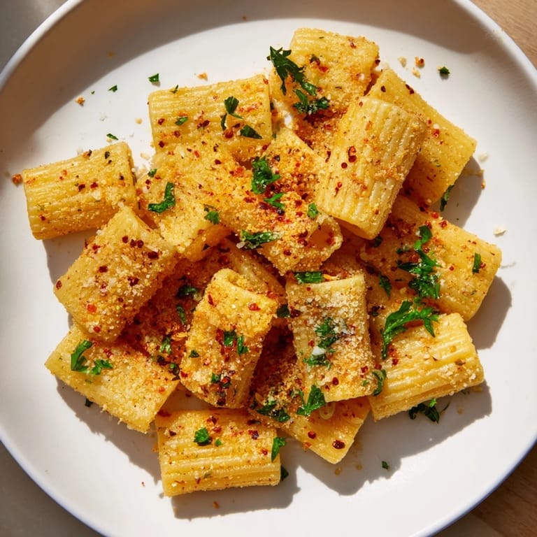 A close up shows the delicious texture of Spicy Lemon-Parmesan Pasta Chips served with fresh parsley garnish.
