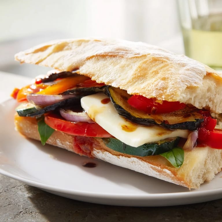 Savory sheet-pan roasted veggie Caprese grilled cheese with a crispy, buttery sourdough exterior and warm, gooey interior.