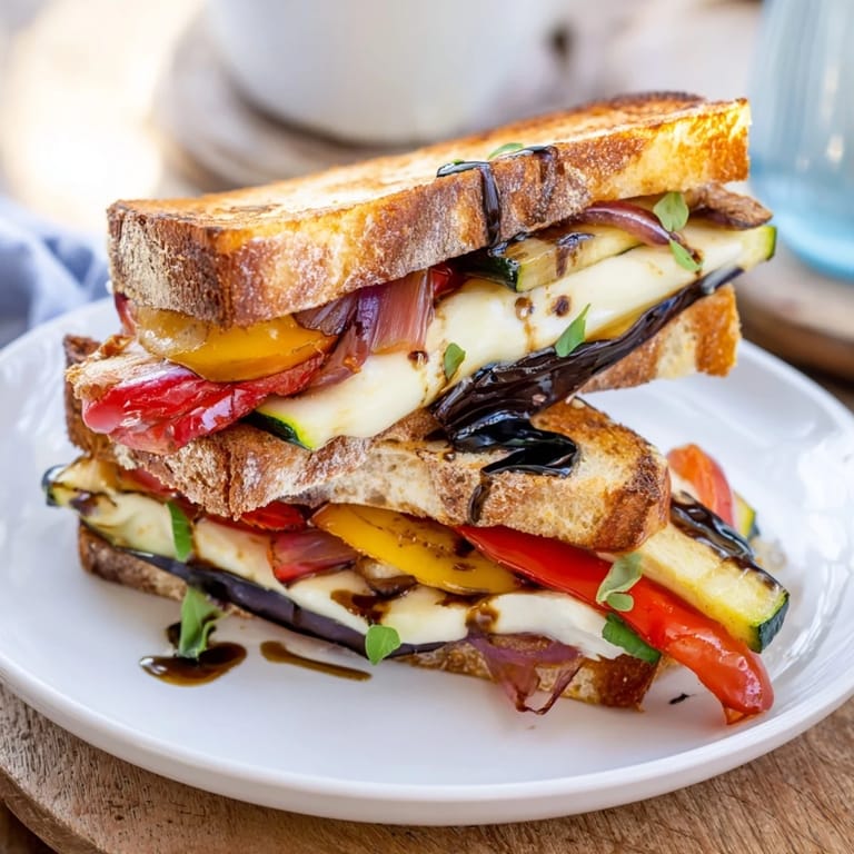 Melted mozzarella, roasted veggies, and fresh basil star in this delicious sheet-pan Caprese grilled cheese.