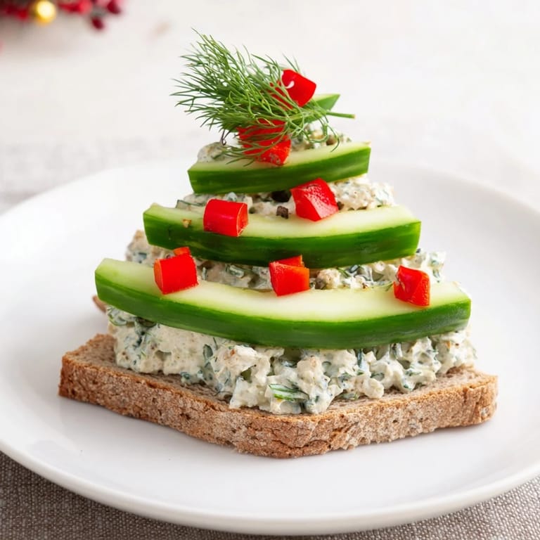 Enjoy these easy Cucumber and Cream Cheese Tree Stacks; delicious finger sandwiches perfect for any gathering.