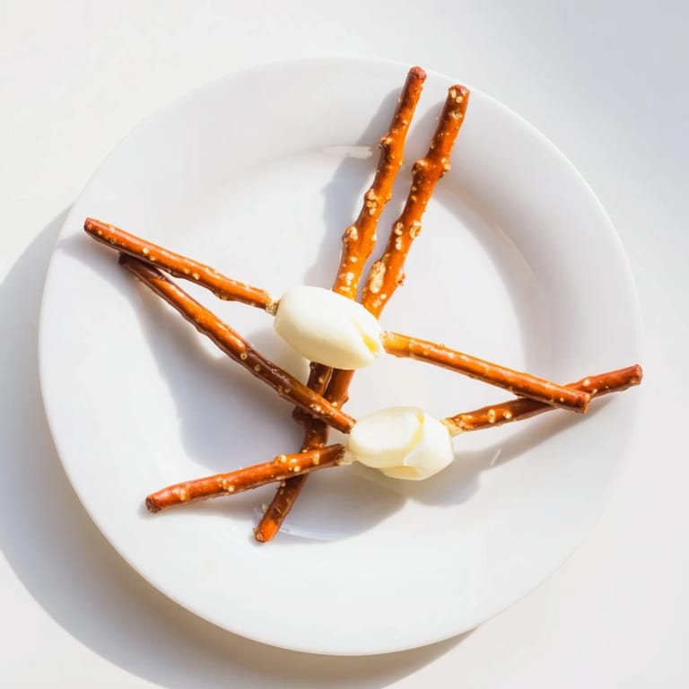 Close-up of string cheese and pretzel rods snack, ready to eat, a fun and easy-to-make vegetarian appetizer.