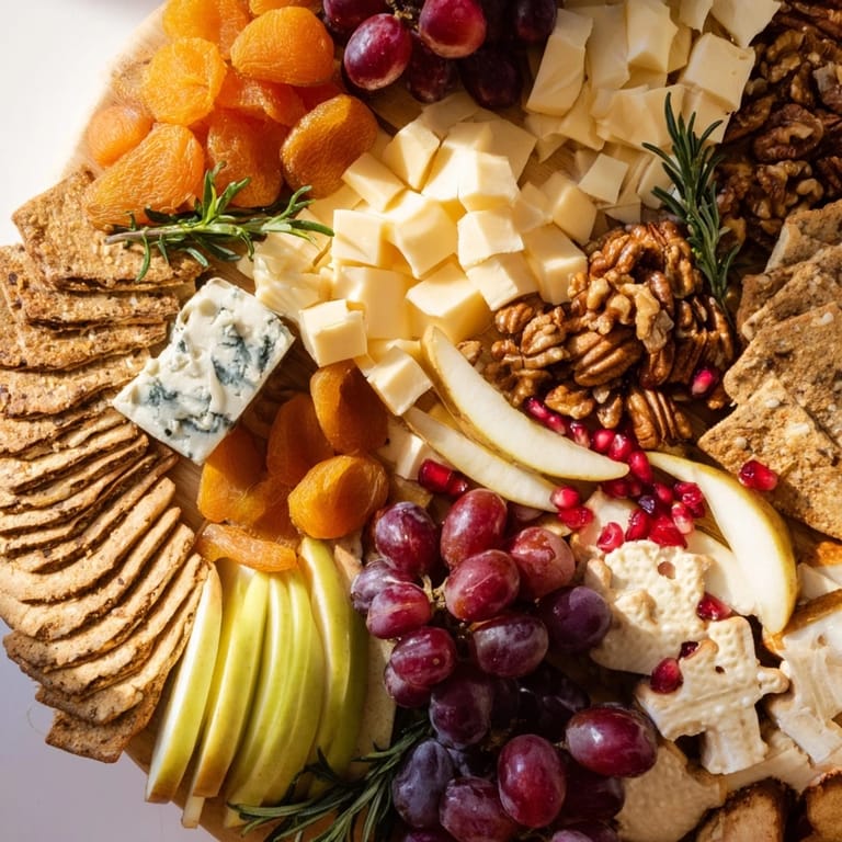 Vibrant Winter Wonderland Snack Board, perfect for sharing, brimming with sweet winter treats and cheeses.