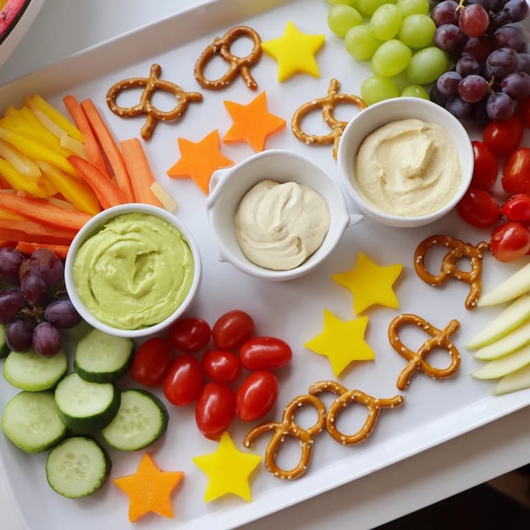 A cheerful Kids Snack Adventure Map with a trail of pretzels inviting kids to grab fresh, healthy snacks.